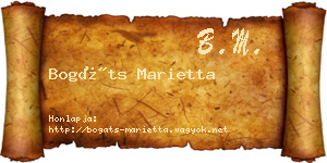 Bogáts Marietta névjegykártya